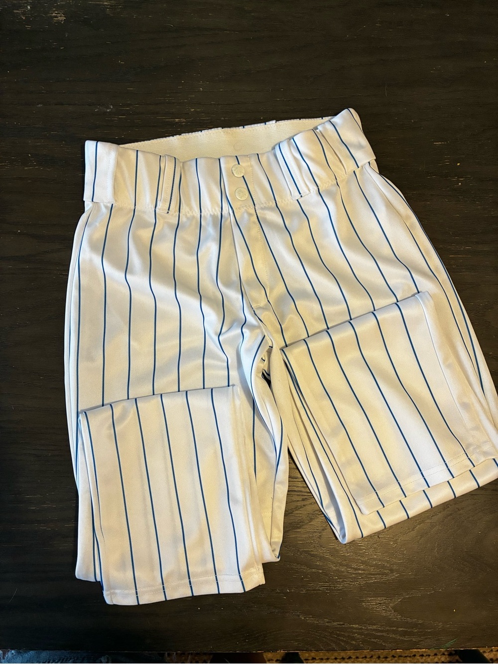 Kids White Pinstripe Baseball Pants
